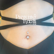 Round Brilliant Cut Prong Setting Belly Ring