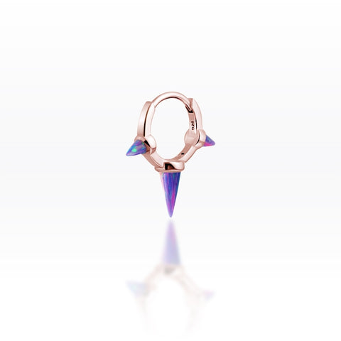 Triple Spike Purple Opal Plain Huggie Hoop