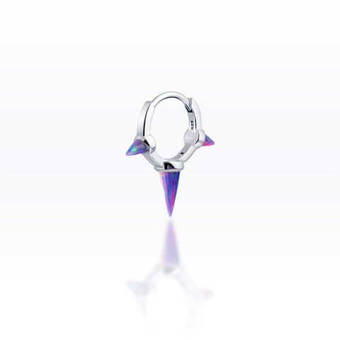 Triple Spike Purple Opal Plain Huggie Hoop