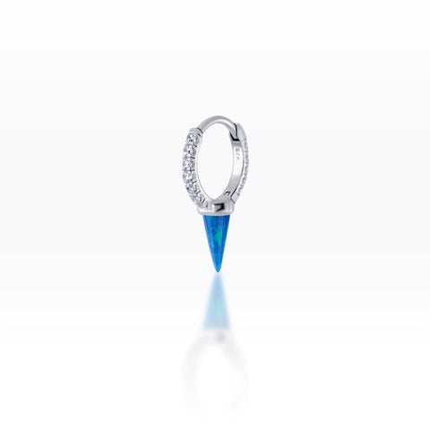 Single Sky Blue Spike Opal/CZ Huggie Hoop