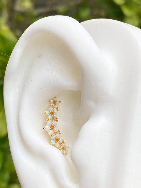 White Opal Gems flower Garland Screw Flat Back