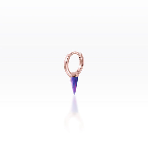 Single Spike Purple Opal Plain Huggie Hoop