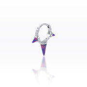Triple Spike Purple Opal/CZ Huggie Hoop