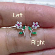 CZ Flower (Left/Right) Screw Flat Back