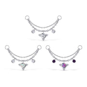 3 Dangle Charms Double Cartilage Chain