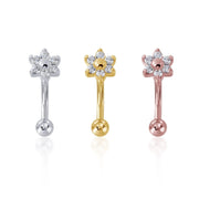 Button Gems Flower Curved Barbell