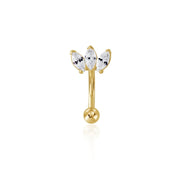 Triple Marquise CZ Curved Barbell