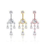 Round Bazel Dangle Belly Ring