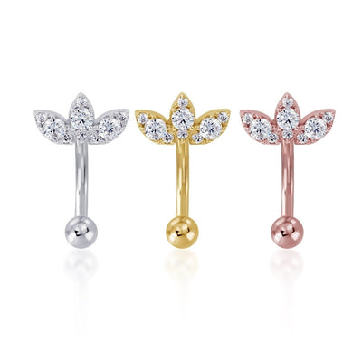 Triple Marquise cluster CZ curved barbell