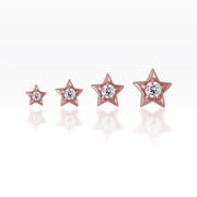 Star CZ Screw Flat Back Rose Gold Plated