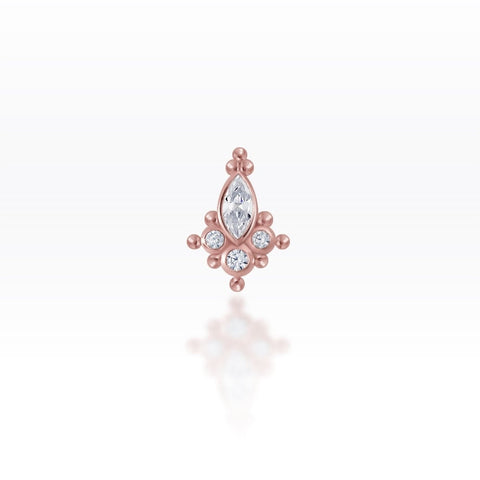 Cluster Marquise CZ Screw Flat Back