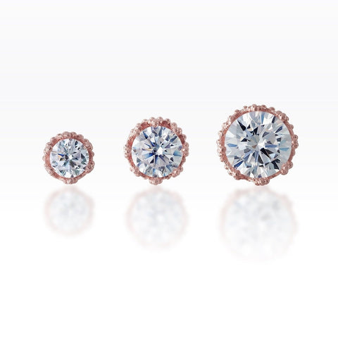 Crown CZ Gems Screw Flat Back Rose Gold Plated