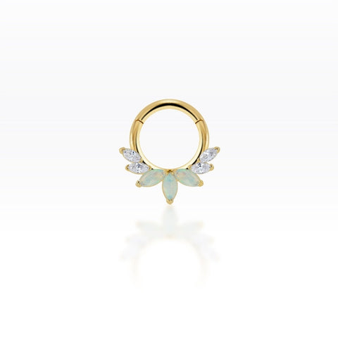 Marquise Opal/CZ Tiara Clicker Hoop