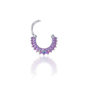 Purple Opal/Amethyst CZ Clicker Hoop