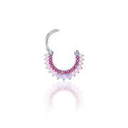 Pink Opal/Ruby CZ Clicker Hoop