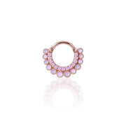 Double Crown Pink Opal/CZ Clicker Hoop