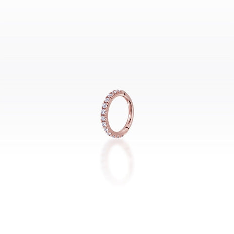 Slim Front Facing Eternity CZ Clicker Hoop Rose Gold Plated