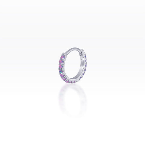 Purple Opal Eternity Huggie Hoop