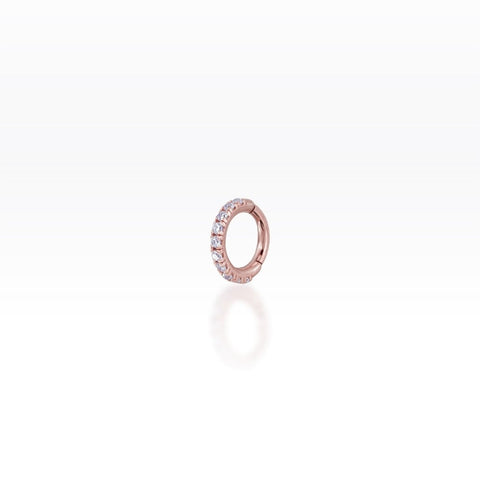 Slim Front Facing Eternity CZ Clicker Hoop Rose Gold Plated